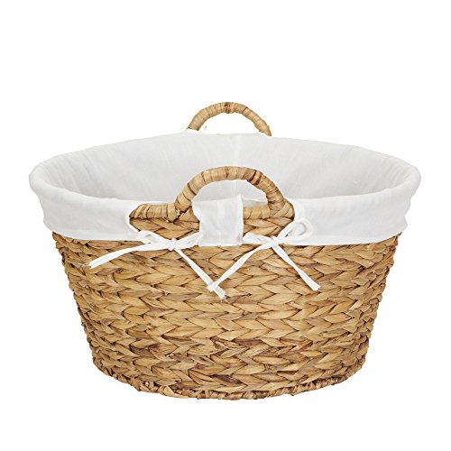 Household Essentials Natural ML-6667N Round Wicker Laundry Basket Hamper with Liner