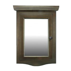 renovators supply manufacturing medicine cabinets 27 1/8 in. x 20 1/8 in. dark oak corner bathroom wall medicine cabinet with recessed mirror and mounting hardware