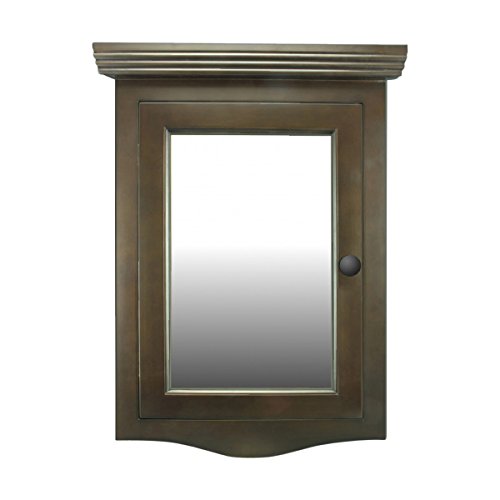 Renovators Supply Manufacturing Medicine Cabinets 27 1/8 in. x 20 1/8 in. Dark Oak Corner Bathroom Wall Medicine Cabinet with Recessed Mirror and Mounting Hardware