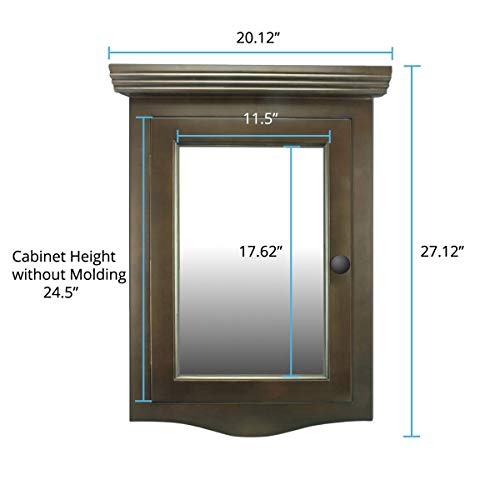 Renovators Supply Manufacturing Medicine Cabinets 27 1/8 in. x 20 1/8 in. Dark Oak Corner Bathroom Wall Medicine Cabinet with Recessed Mirror and Mounting Hardware