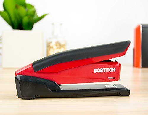 Bostitch inPower Spring-Powered Desktop Stapler, Easy Stapling Technology, Red