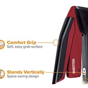 Bostitch inPower Spring-Powered Desktop Stapler, Easy Stapling Technology, Red