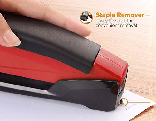 Bostitch inPower Spring-Powered Desktop Stapler, Easy Stapling Technology, Red