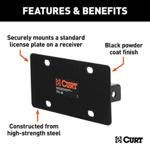 CURT 31002 Trailer Hitch License Plate Holder Bracket for 2-Inch Receiver