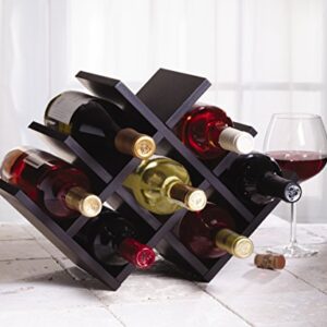 Kamenstein Butterfly Countertop Free-Standing Wooden Wine Rack, Dark Brown, 8-Bottle -