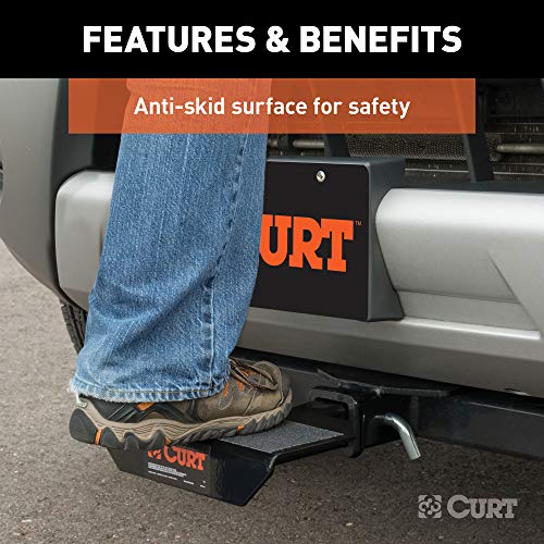 CURT 31001 10-3/4-Inch Non-Skid Trailer Hitch Step for 2-Inch Receiver