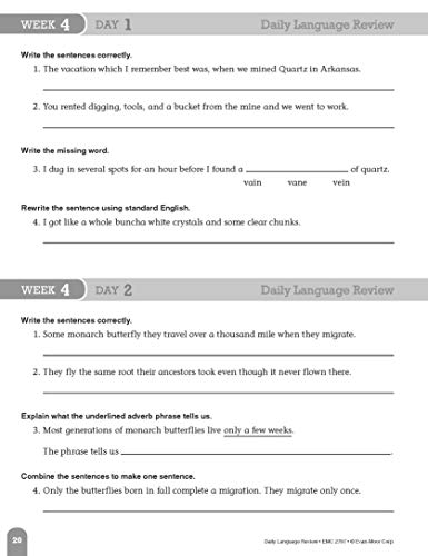 Evan-Moor Daily Language Review, Grade 7 Actvities Homeschooling & Classroom Resource Workbook, Reproducible Worksheets, Teacher Edition, Daily Practice, Skills Assessment, Grammar, Punctuation