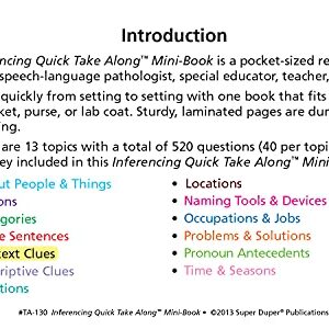 Super Duper Publications | Inferencing Quick Take Along® | Educational Learning Resources for Children