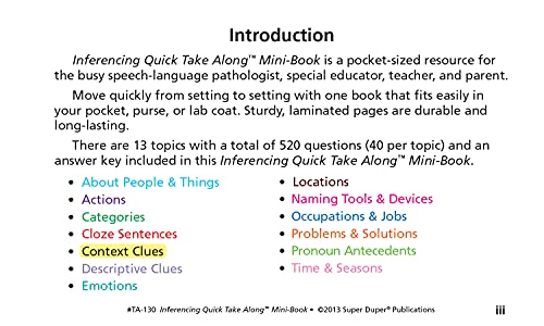 Super Duper Publications | Inferencing Quick Take Along® | Educational Learning Resources for Children