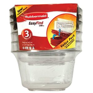 rubbermaid food storage container 6 piece 1-1/4 cup square clear base