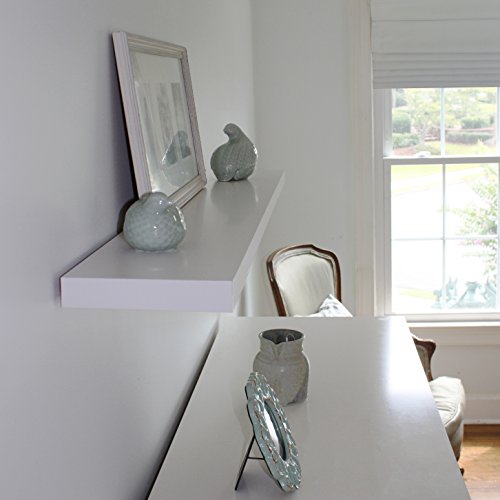 InPlace Shelving, White 0191408 35.4 in W x 10.2 in D x 2 in H Floating Wall Shelf with Invisible Brackets, x x