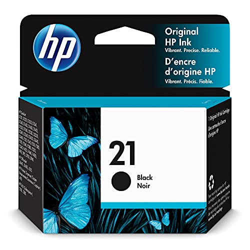 Original HP 21 Black Ink Cartridge | Works with HP DeskJet D1300, D1400, D1500, D2300, D2400, F300, F2100, F2200, F4100, 3900; OfficeJet J3600, 4300; PSC 1410; Fax 1250, 3180 Series | C9351AN