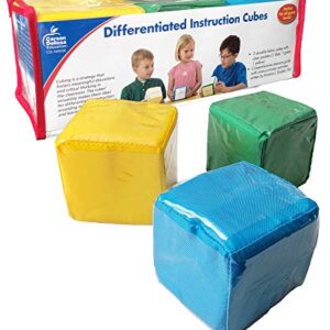 Carson Dellosa Differentiated Instruction Cubes—Blue, Yellow, Green Foam Learning Cubes with Clear Pockets, Customizable Learning Activities and Cards for All Subjects (3 pc)