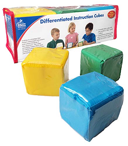 Carson Dellosa Differentiated Instruction Cubes—Blue, Yellow, Green Foam Learning Cubes with Clear Pockets, Customizable Learning Activities and Cards for All Subjects (3 pc)