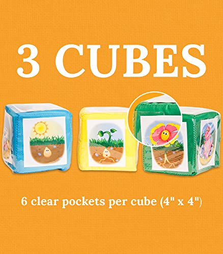 Carson Dellosa Differentiated Instruction Cubes—Blue, Yellow, Green Foam Learning Cubes with Clear Pockets, Customizable Learning Activities and Cards for All Subjects (3 pc)