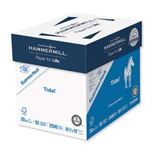 hammermill printer paper, tidal 20 lb copy paper, 8.5 x 11 – express pack (2,500 sheets) – 92 bright, made in the usa, 163120c