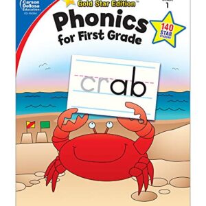 Carson Dellosa Phonics for First Grade Workbook―Writing Practice, Tracing Letters, Writing Words With Incentive Chart and Motivational Stickers (64 pgs) (Home Workbooks)