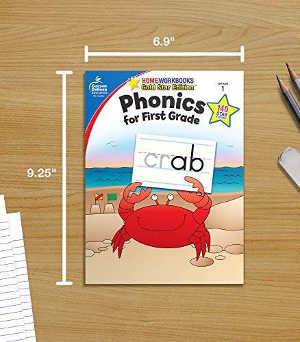 Carson Dellosa Phonics for First Grade Workbook―Writing Practice, Tracing Letters, Writing Words With Incentive Chart and Motivational Stickers (64 pgs) (Home Workbooks)