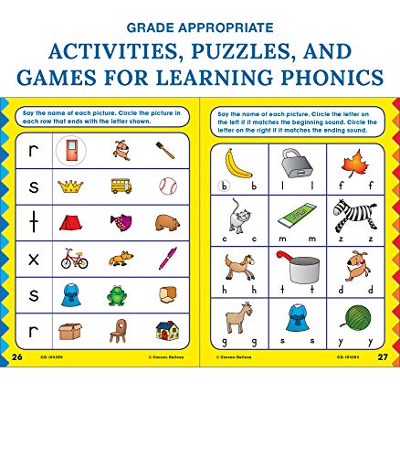 Carson Dellosa Phonics for First Grade Workbook―Writing Practice, Tracing Letters, Writing Words With Incentive Chart and Motivational Stickers (64 pgs) (Home Workbooks)