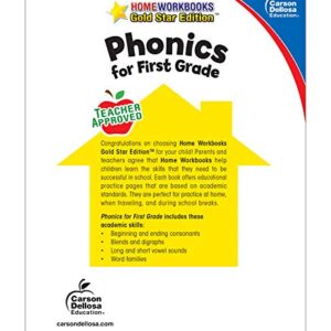 Carson Dellosa Phonics for First Grade Workbook―Writing Practice, Tracing Letters, Writing Words With Incentive Chart and Motivational Stickers (64 pgs) (Home Workbooks)