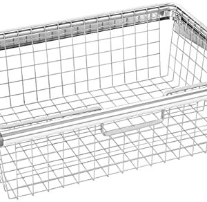 Rubbermaid Configurations Sliding Basket for Closet Drawer Organization, Sturdy Slide Out Basket, Titanium