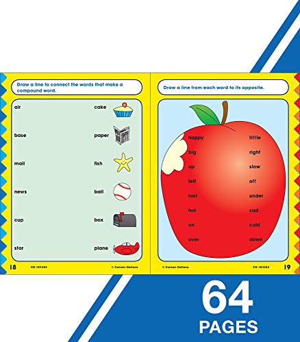 Carson Dellosa First Grade Skills Workbook―Grade 1 Reading, Addition, Subtraction, Graphing, Measuring, Phonics, Writing Skills Practice With Stickers (64 pgs) (Home Workbooks)