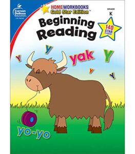 carson dellosa beginning reading workbook―kindergarten early reader phonics practice with stickers, incentive chart, puzzles, coloring activities (64 pgs) (home workbooks)