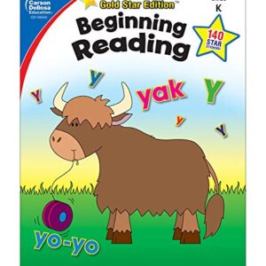 Carson Dellosa Beginning Reading Workbook―Kindergarten Early Reader Phonics Practice With Stickers, Incentive Chart, Puzzles, Coloring Activities (64 pgs) (Home Workbooks)