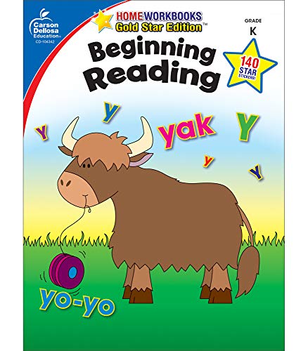 Carson Dellosa Beginning Reading Workbook―Kindergarten Early Reader Phonics Practice With Stickers, Incentive Chart, Puzzles, Coloring Activities (64 pgs) (Home Workbooks)