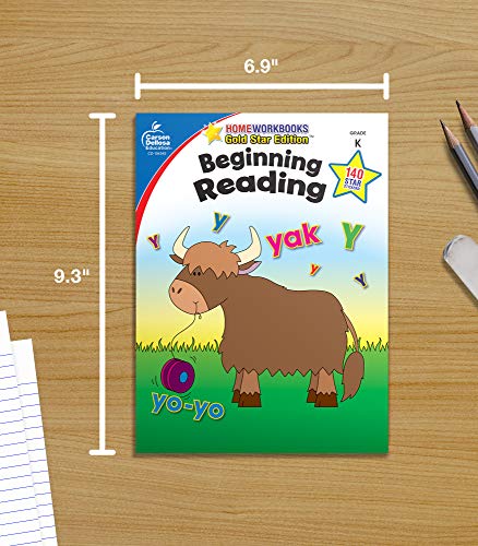 Carson Dellosa Beginning Reading Workbook―Kindergarten Early Reader Phonics Practice With Stickers, Incentive Chart, Puzzles, Coloring Activities (64 pgs) (Home Workbooks)