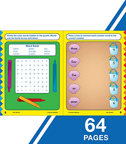 Carson Dellosa Beginning Reading Workbook―Kindergarten Early Reader Phonics Practice With Stickers, Incentive Chart, Puzzles, Coloring Activities (64 pgs) (Home Workbooks)