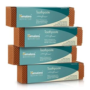 himalaya botanique neem & pomegranate toothpaste, original formula for brighter teeth and fresh breath, 5.29 oz, 4 pack