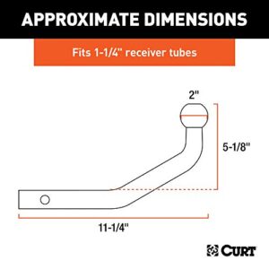 CURT 45592 Euro Trailer Hitch Mount with 2-Inch Ball, Fits 1-1/4-Inch Receiver, 3,500 lbs, 5-1/8-Inch Height