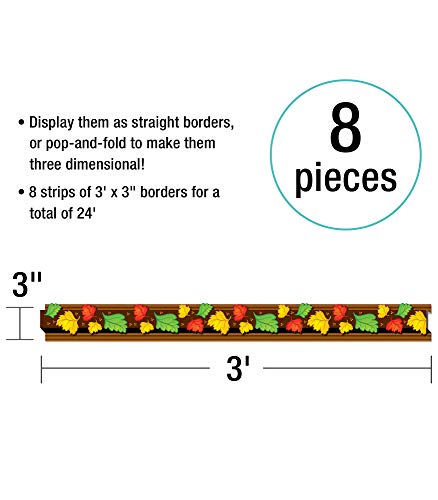 Carson Dellosa – Autumn Leaves Pop-Its Straight Borders, 3D Fall Classroom Décor, 8 Strips