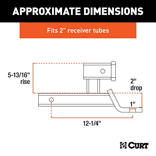 CURT 45810 Trailer Hitch Ball Mount, 2-Inch Receivers, 7,500 lbs, 1-Inch Hole, 2-in Drop