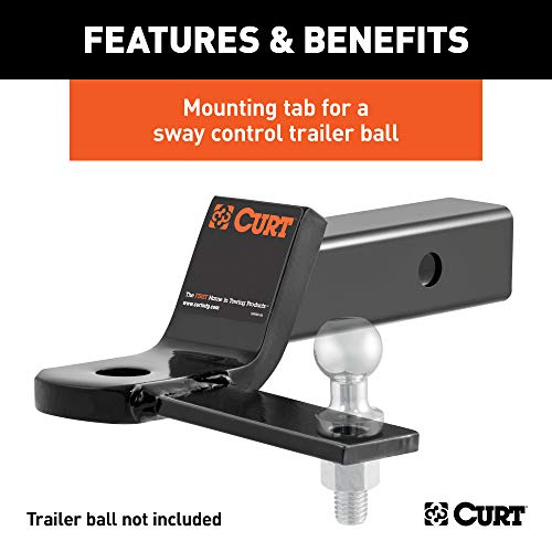 CURT 45820 Anti Sway Trailer Hitch Ball Mount, Fits 2-Inch Receiver, 7,500 lbs, 1-Inch and 5/8-Inch Holes, 2-In Drop