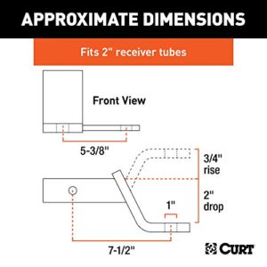 CURT 45820 Anti Sway Trailer Hitch Ball Mount, Fits 2-Inch Receiver, 7,500 lbs, 1-Inch and 5/8-Inch Holes, 2-In Drop