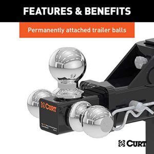 CURT 45799 Adjustable Trailer Hitch Ball Mount, Fits 2-Inch Receiver, 5-3/4-Inch Drop, 1-7/8, 2, 2-5/16-Inch Balls, 10,000 lbs , Black