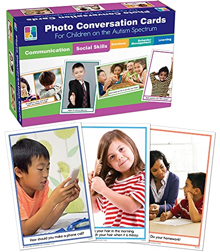 Photo Conversation Cards—Social Emotional Flash Cards For Children With Autism and Aspergers, Behavioral and Communication Skills Practice, Educational Games for Kindergarten+ (90 pc)