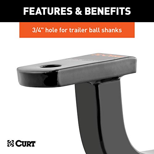 CURT 45015 Class 2 Trailer Hitch Ball Mount, Fits 1-1/4-Inch Receiver, 3,500 lbs, 3/4-Inch Hole, 5-Inch Rise