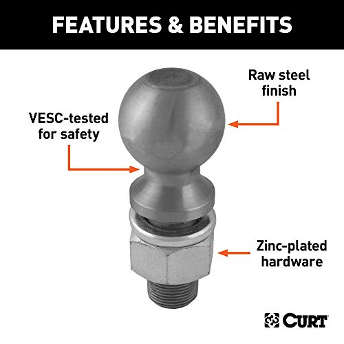 CURT 40042 Raw Steel Trailer Hitch Ball, 12,000 lbs, 2-5/16-Inch Diameter, 1 x 2-1/4-Inch Shank