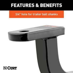 CURT 45014 Class 2 Trailer Hitch Ball Mount, Fits 1-1/4-Inch Receiver, 3,500 lbs, 3/4-Inch Hole, 5-Inch Rise, Gloss Black Powder Coat