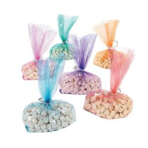 fun express rainbow cellophane bag assortment – bulk set of 72 in bright colors – party supplies, gift bags, candy wraps, easter bags and more