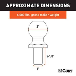 CURT 40004 Chrome Trailer Hitch Ball, 6,000 lbs, 2-Inch Diameter, 1 x 2-1/8-Inch Shank