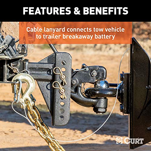 CURT 52040 Soft-Trac 1 Trailer Breakaway Switch Kit System with Battery and Charger , black