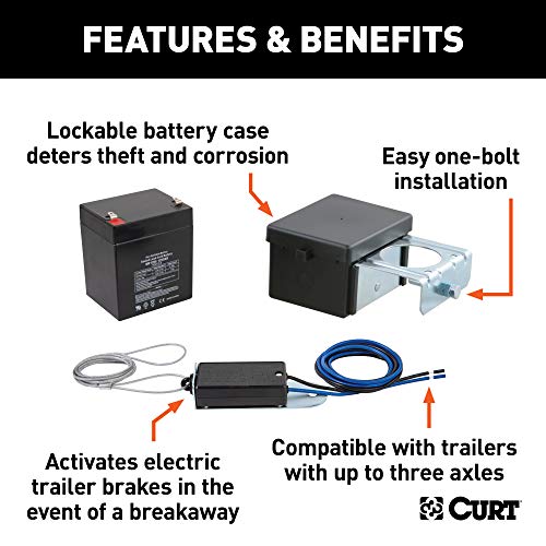 CURT 52026 Soft-Trac 2 Trailer Breakaway Switch Kit System with Battery , black