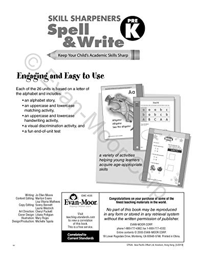 Skill Sharpeners Spell & Write, Pre-K