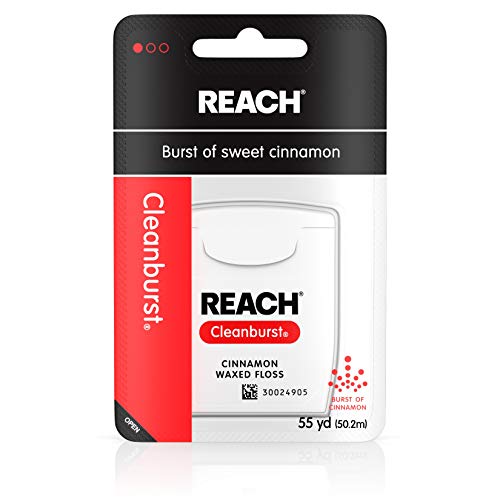 Reach Cleanburst Waxed Dental Floss, Oral Care, Cinnamon Flavored, 55 Yards