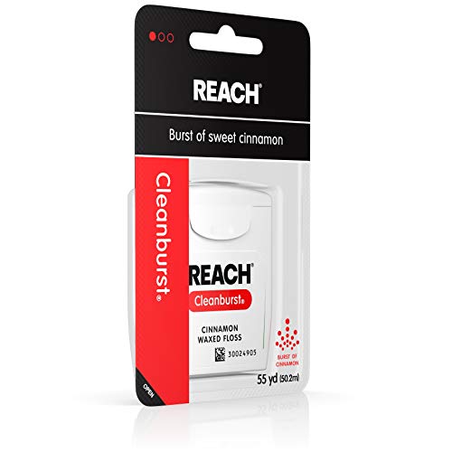 Reach Cleanburst Waxed Dental Floss, Oral Care, Cinnamon Flavored, 55 Yards