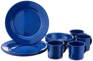 coleman 12-piece enamel dinnerware set, blue